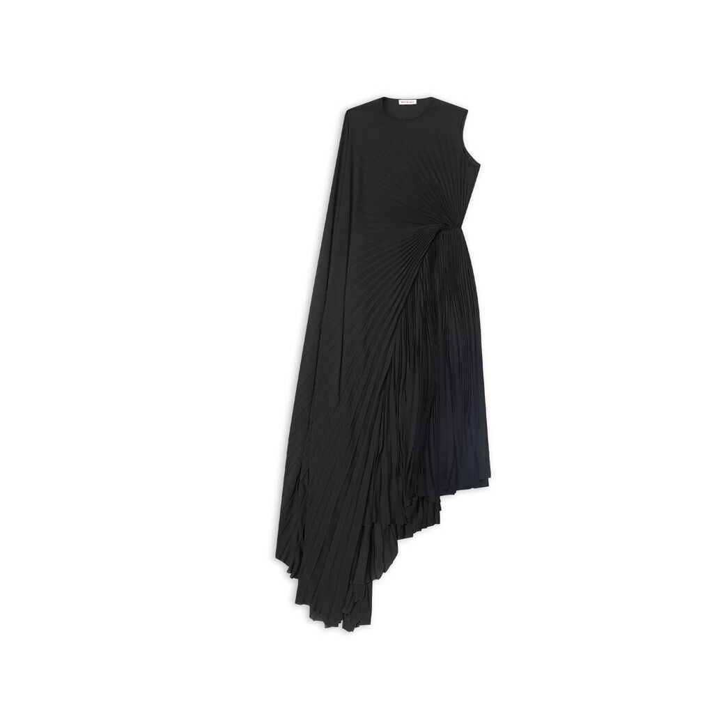 Women's Balenciaga Pleated Asymmetric Dress Skirts Black | 2576WYGMF