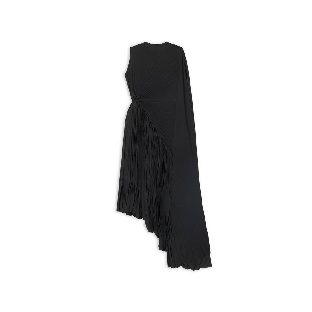 Women's Balenciaga Pleated Asymmetric Dress Skirts Black | 2576WYGMF