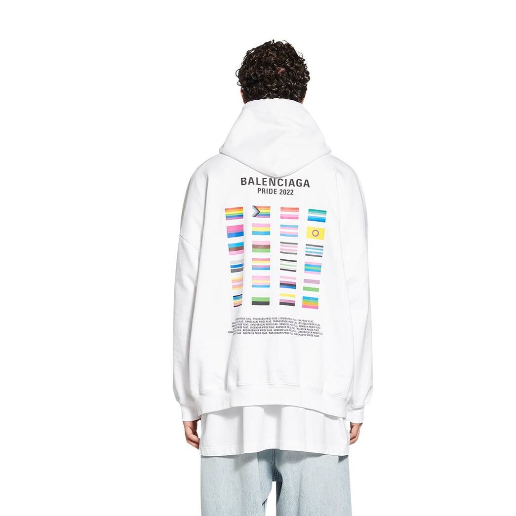 Women's Balenciaga Pride 22 Boxy Fit Hoodie White | 9513YEMQP