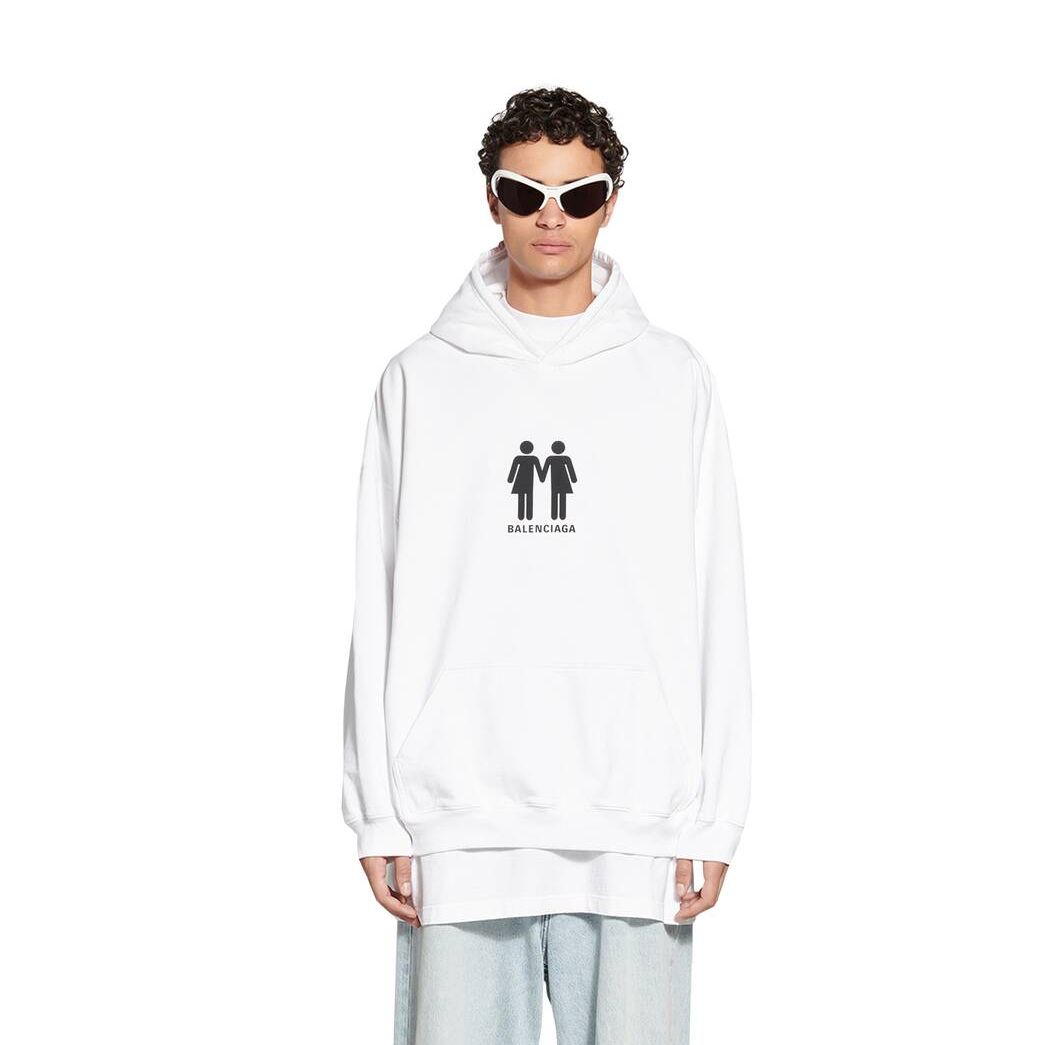 Women's Balenciaga Pride 22 Boxy Fit Hoodie White | 9513YEMQP