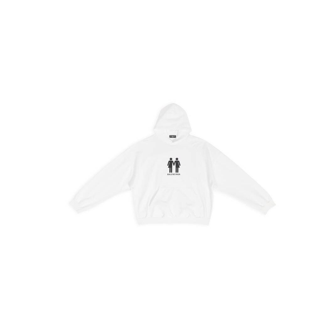 Women's Balenciaga Pride 22 Boxy Fit Hoodie White | 9513YEMQP