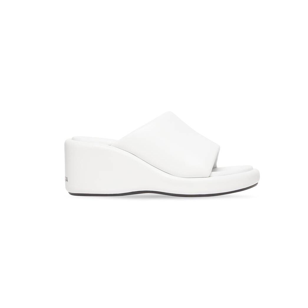 Women\'s Balenciaga Rise Wedge Sandals White | 9706LDRKS