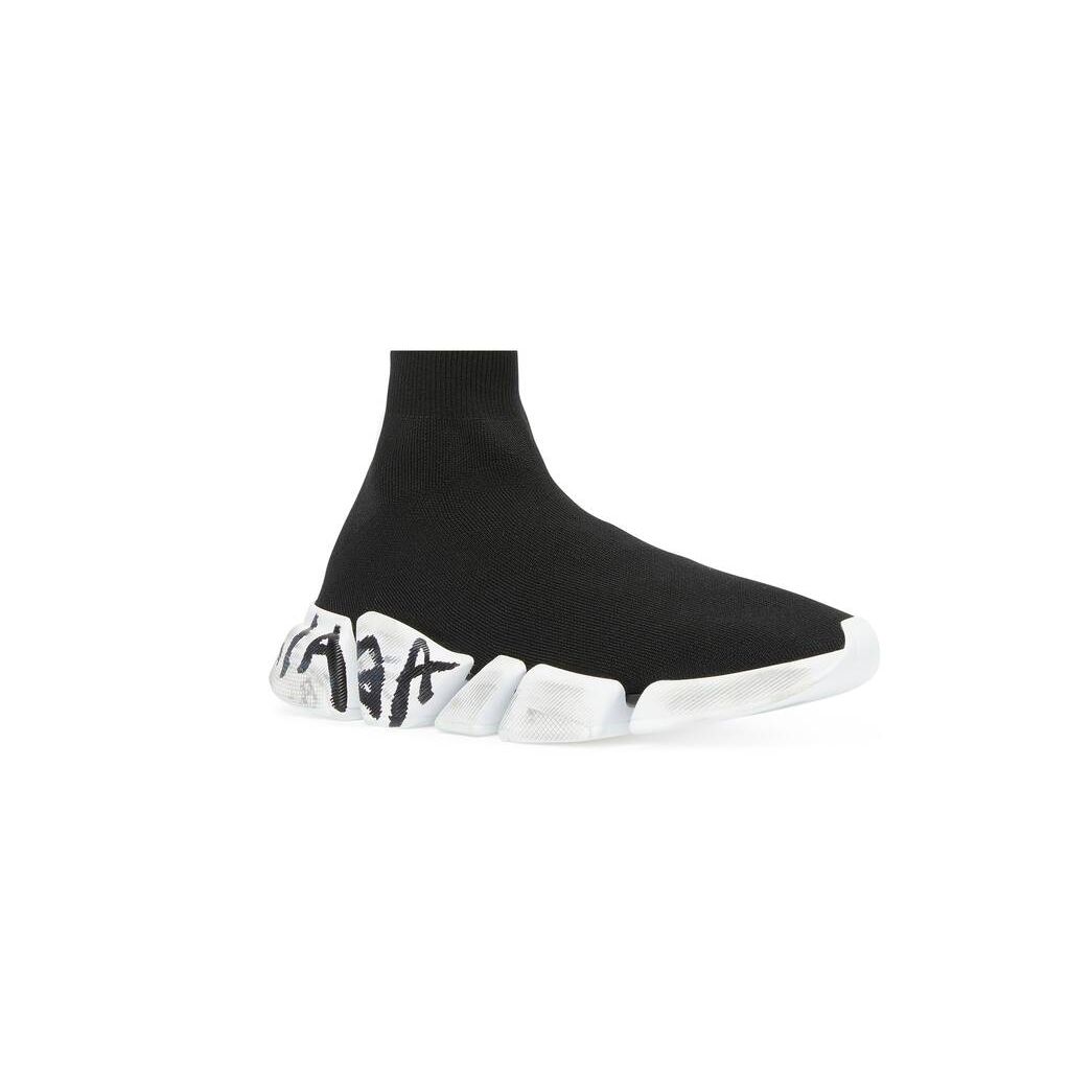 Women's Balenciaga Speed 2.0 Graffiti Recycled Knit Sneakers Black | 3574IUFLQ