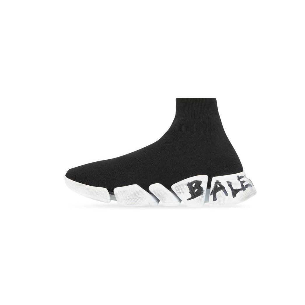 Women's Balenciaga Speed 2.0 Graffiti Recycled Knit Sneakers Black | 3574IUFLQ