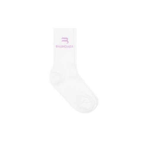 Women's Balenciaga Sporty B Tennis Socks White | 3405LKHWE