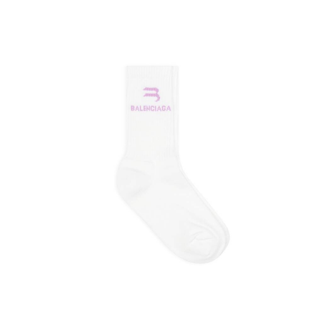 Women\'s Balenciaga Sporty B Tennis Socks White | 3405LKHWE