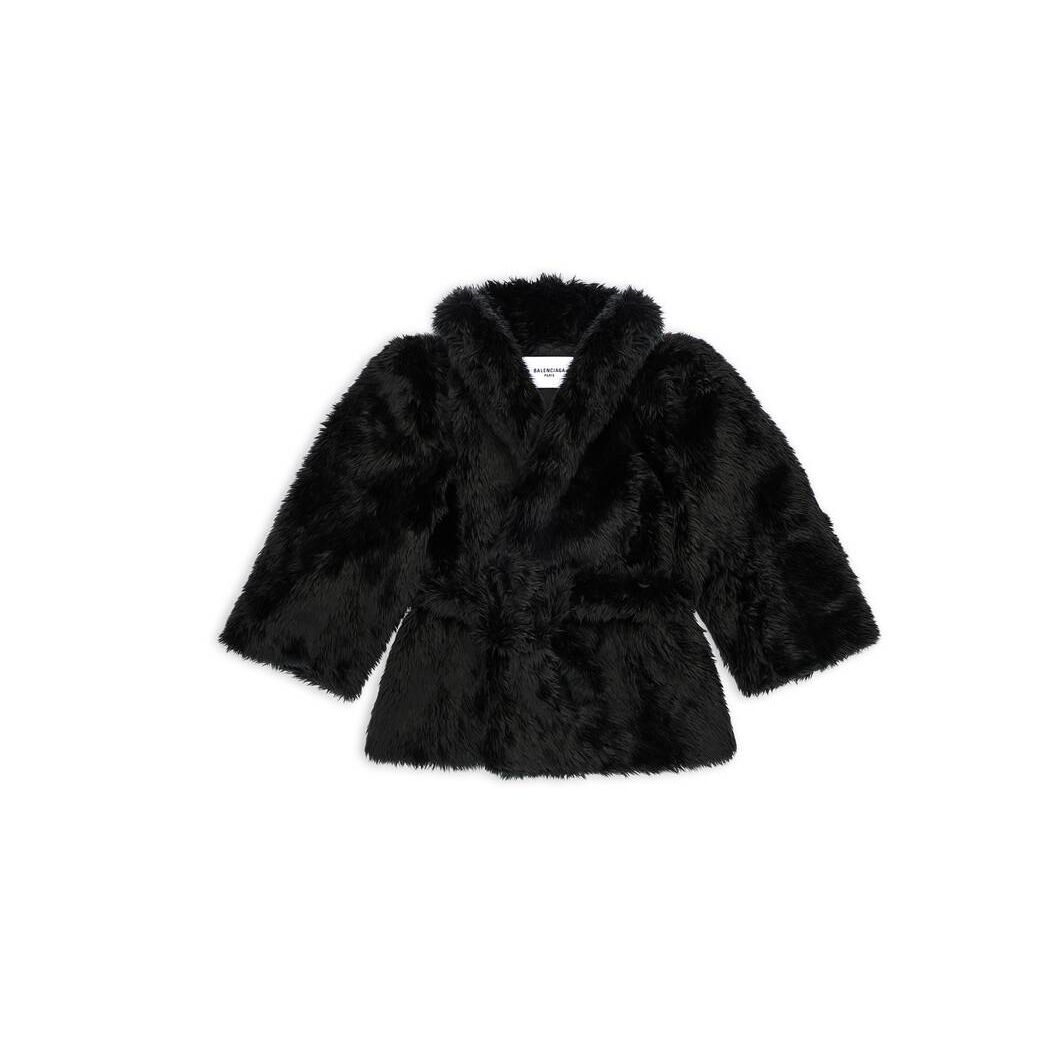 Women's Balenciaga Teddy Sleeve Jackets Black | 6301WOMZP