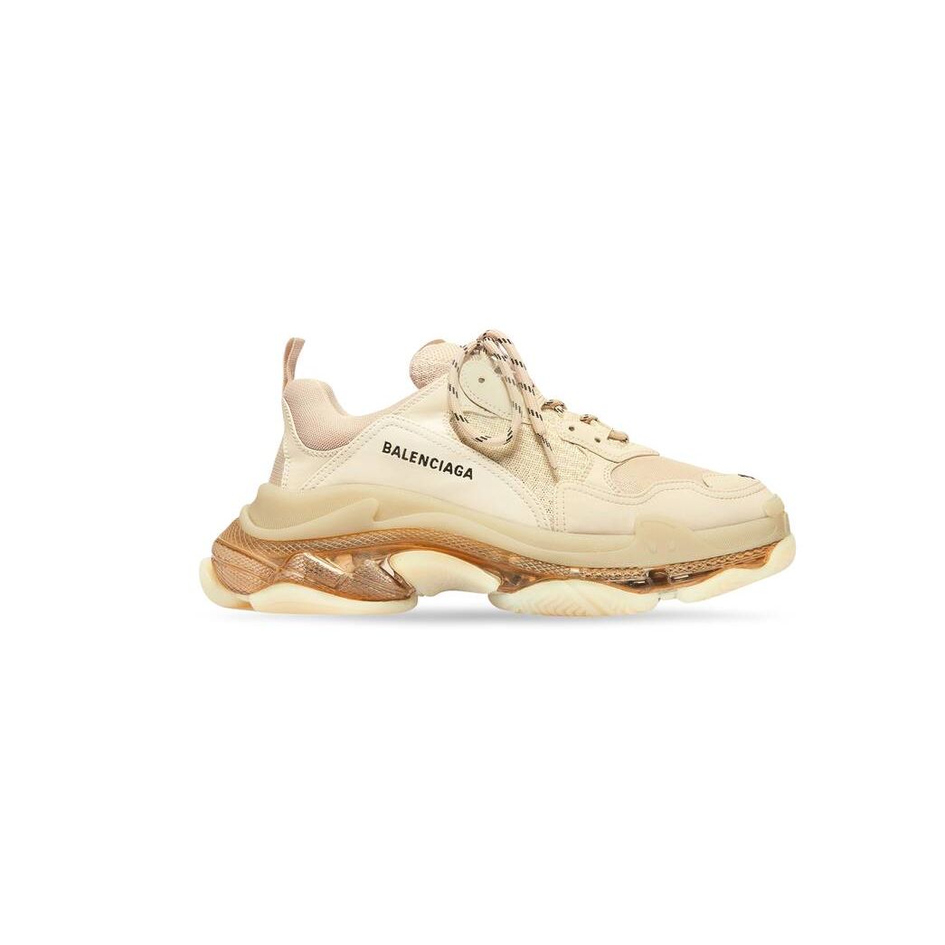 Women\'s Balenciaga Triple S Clear Sole Sneakers Beige | 3047MZWUD