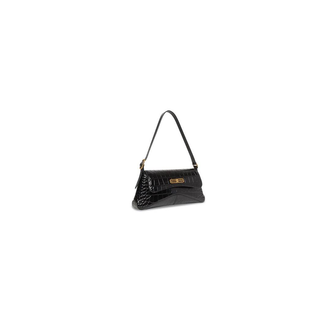 Women's Balenciaga Xx Small Flap Crocodile Embossed Shoulder Bags Black | 3189OABZC