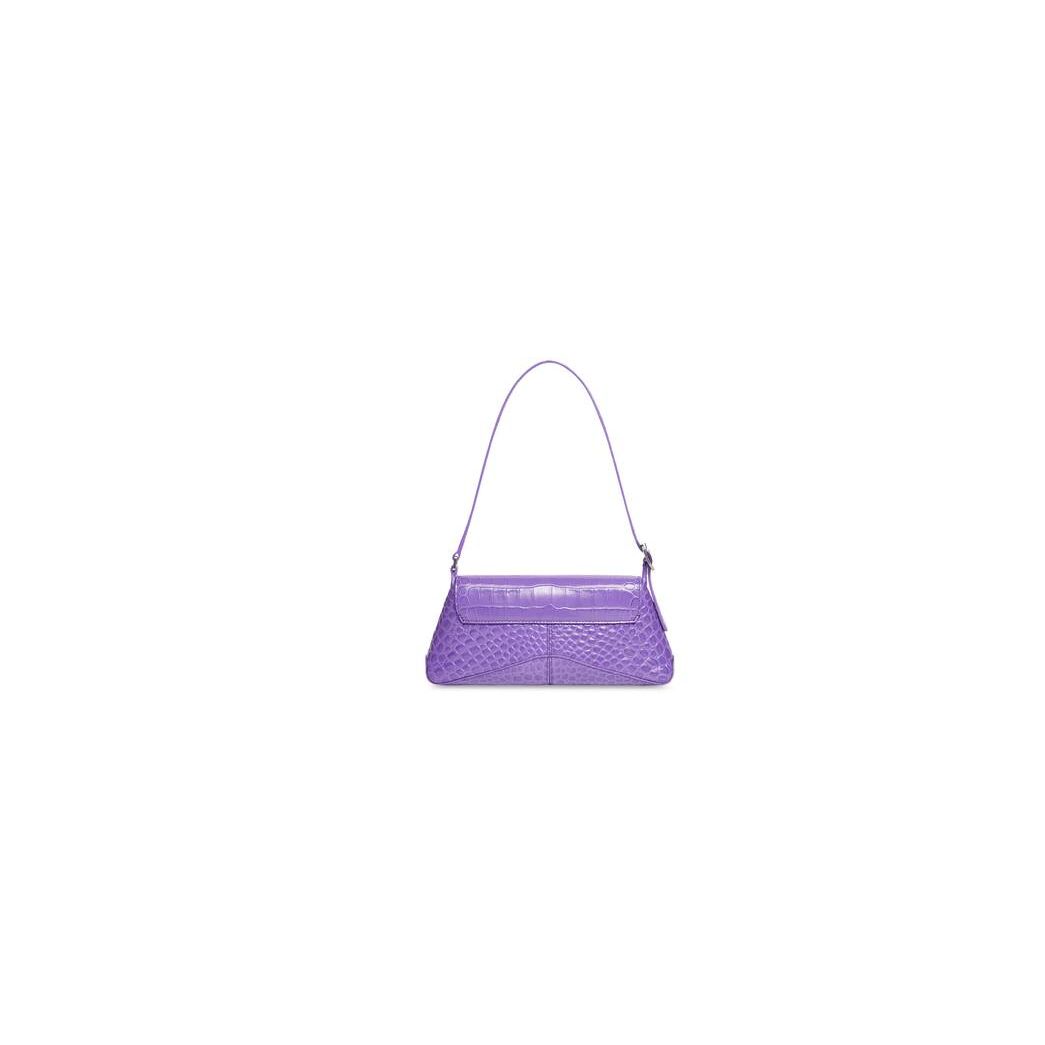 Women's Balenciaga Xx Small Flap Crocodile Embossed Shoulder Bags Purple | 9241LYKQE