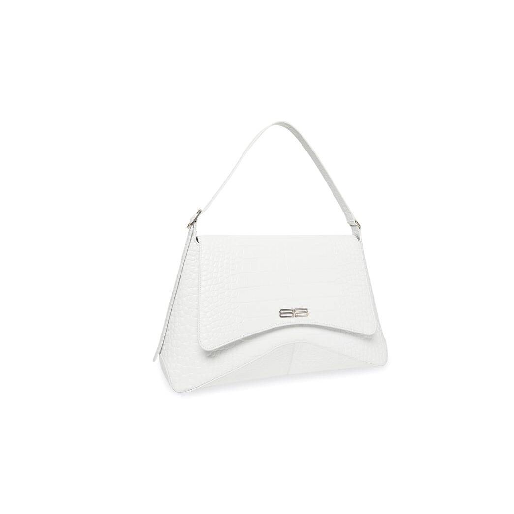 Women's Balenciaga Xx Xl Flap Crocodile Embossed Shoulder Bags White | 9643GOFEU